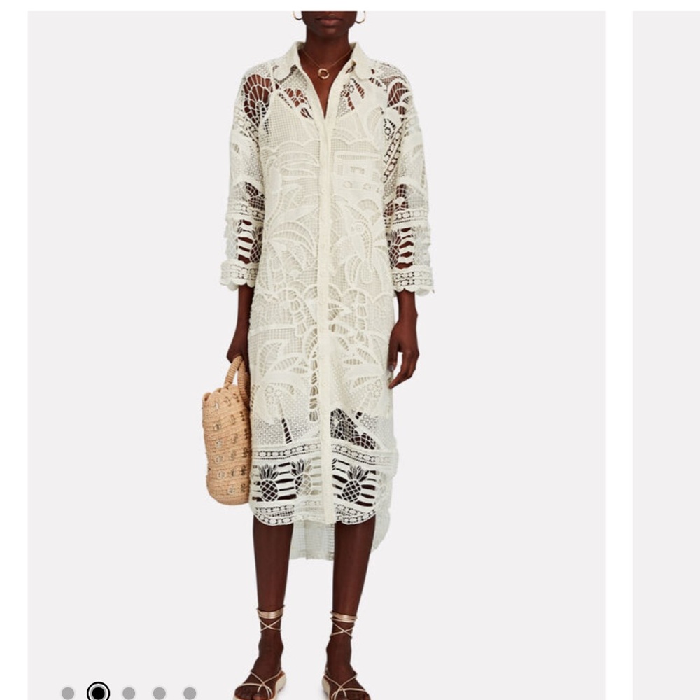 FARM Rio Cream Crochet Midi Dress